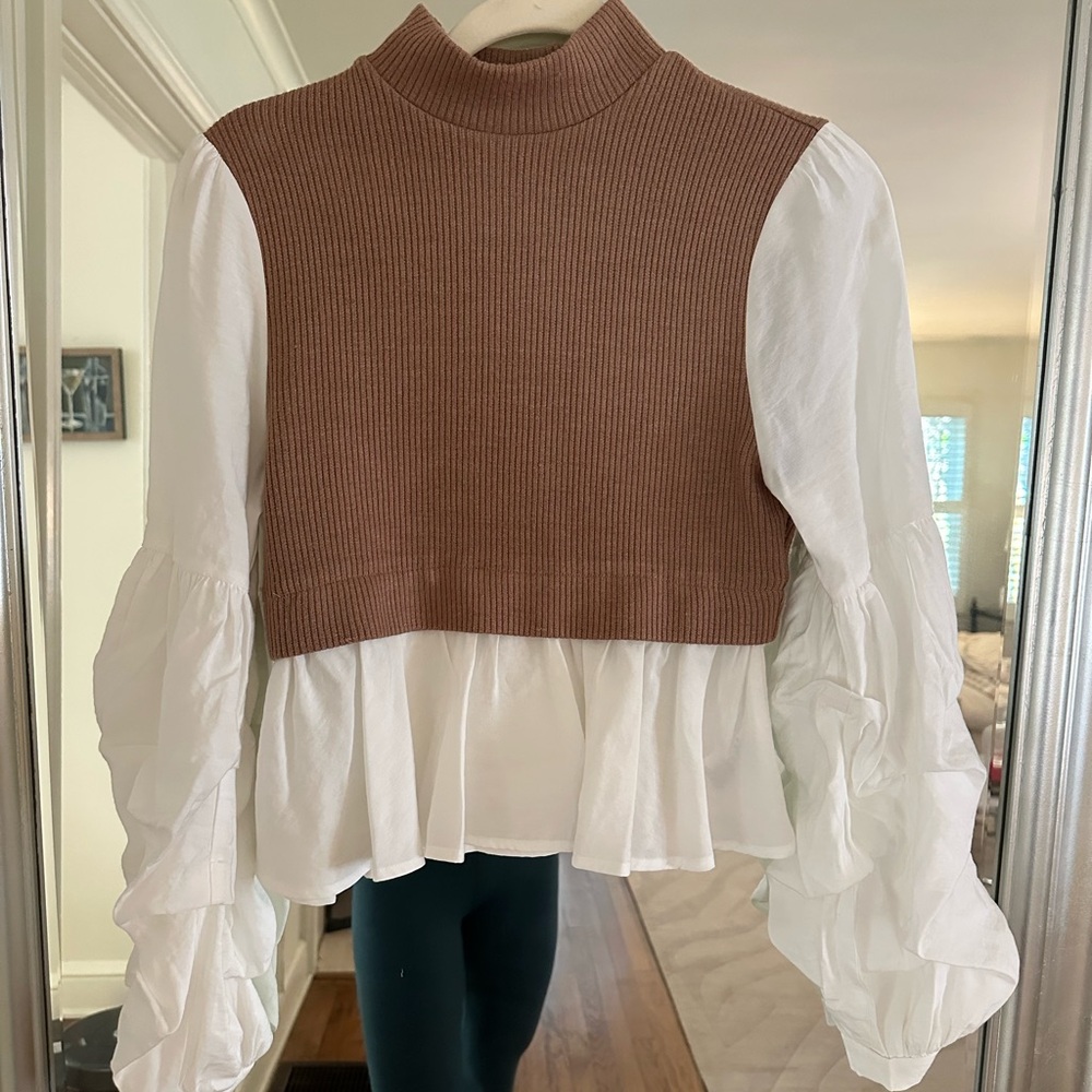 Anthropologie Ribbed Tan Sweater